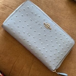 Coach Full Zip Wallet Ostrich-Embossed Leather